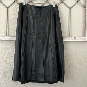 Faux leather pleated full skirt